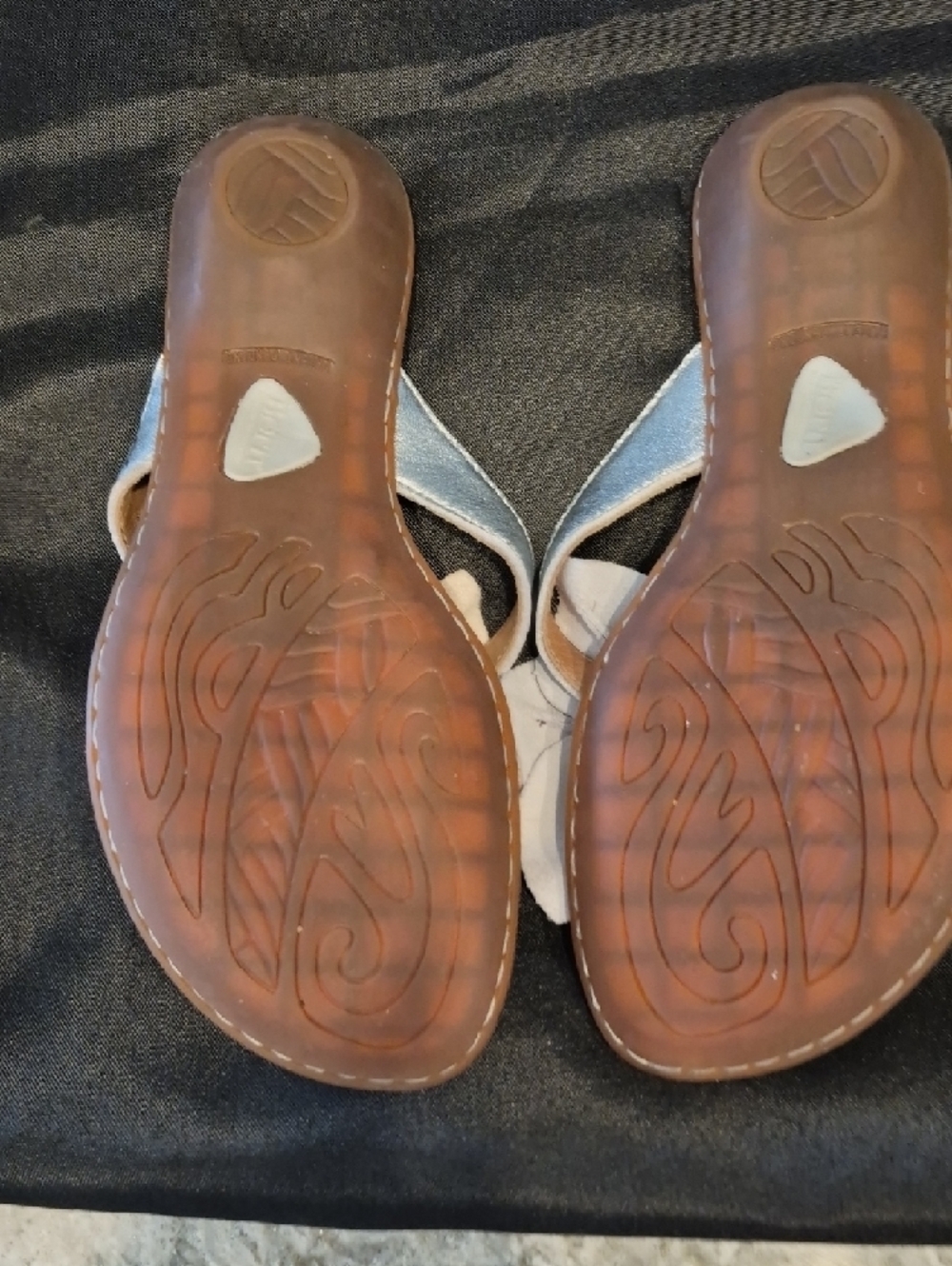 Born Metallic Silver Leather Floral Slide Flip Flop Sandals - Picture 6 of 8